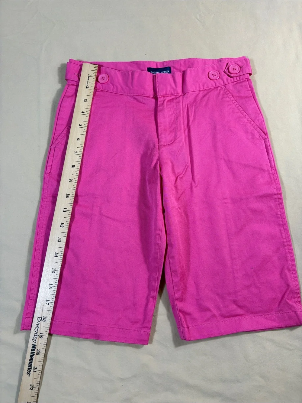 NWT Polo‎ Ralph Lauren Hot Pink Stretch Bermuda Shorts Andover Pink Sz 14 Cotton